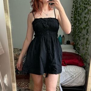 Black Smocked Spaghetti Strap Sundress